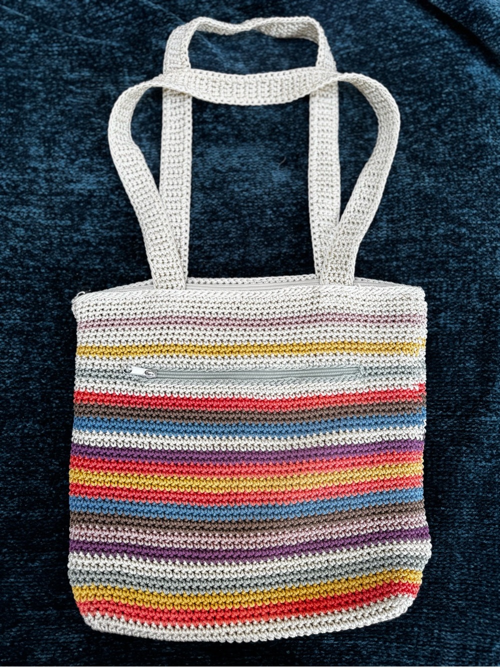 The Sak Multicolor Crochet Tote Bag - Cream Straps